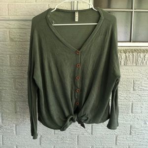 MTS Boutique Green Front Button Sweater